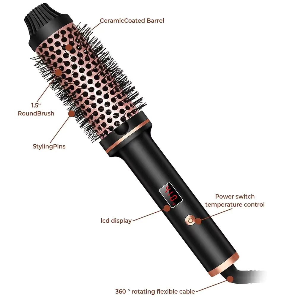 3 in 1 Ionic Hair Straightener Curler Brush - Professional Styling Tool