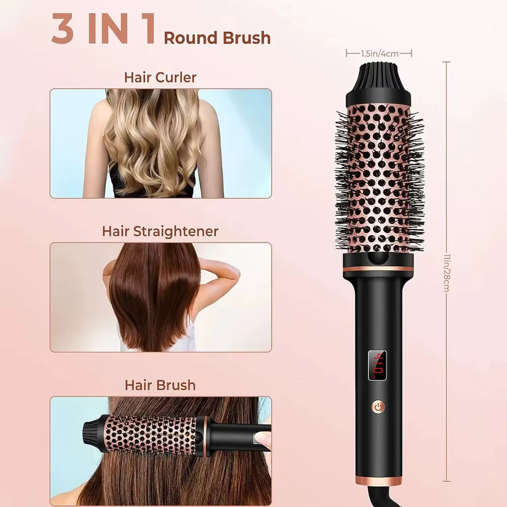 3 in 1 Ionic Hair Straightener Curler Brush - Professional Styling Tool